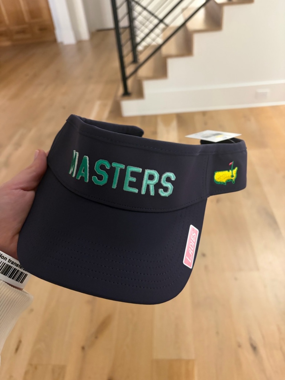 Masters Women's Navy Visor with Green Embroidered Logo and Yellow Emblem